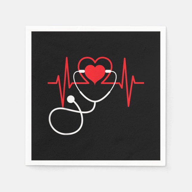 Funny Heart Beats Nurse Nursing Medical Napkin (Front)
