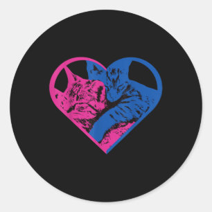 Funny Heart Cat Lovers Tv For Women Girl Classic Round Sticker