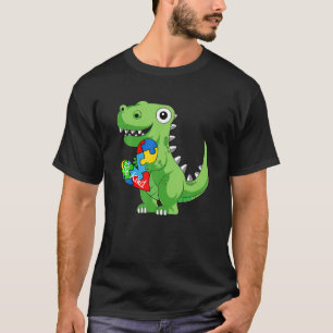 Funny Heart Dinosaur Puzzle Be Kind Autism Awarene T-Shirt