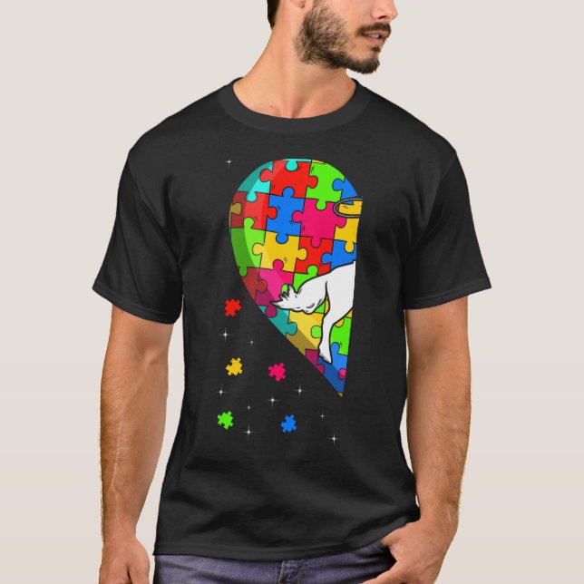 Funny Heart Equestrian Autism Awareness Support Lo T-Shirt (Front)
