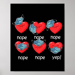 Funny Heart Face Mask Men Women Cute Sweet Valenti Poster