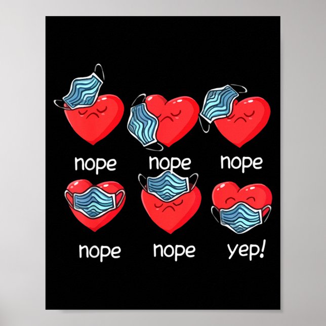 Funny Heart Face Mask Men Women Cute Sweet Valenti Poster (Front)