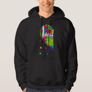 Funny Heart Football Autism Awareness Support Love Hoodie