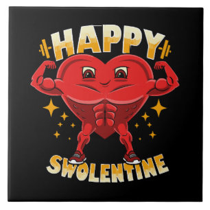 Funny Heart Gym Workout Valentine Gift Ceramic Tile