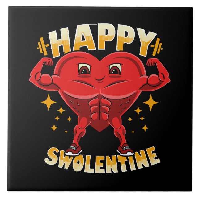  Funny Heart Gym Workout Valentine Gift Ceramic Tile (Front)