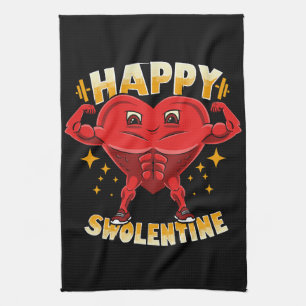 Funny Heart Gym Workout Valentine Gift Tea Towel