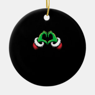 Funny Heart Hands Christmas Ceramic Ornament
