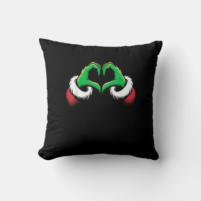 Funny Heart Hands Christmas Cushion (Front)