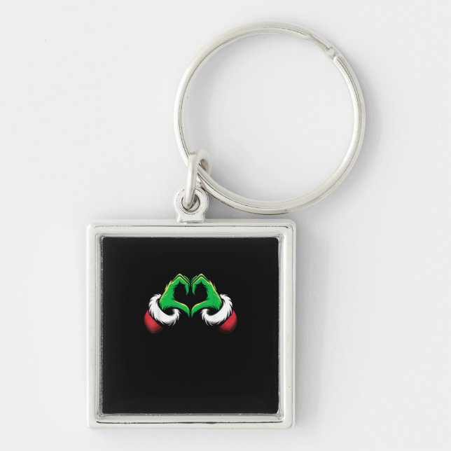 Funny Heart Hands Christmas Key Ring (Front)