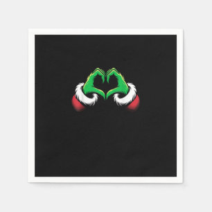 Funny Heart Hands Christmas Minimal Festive Style Napkin