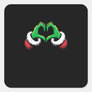 Funny Heart Hands Christmas Minimal Festive Style Square Sticker