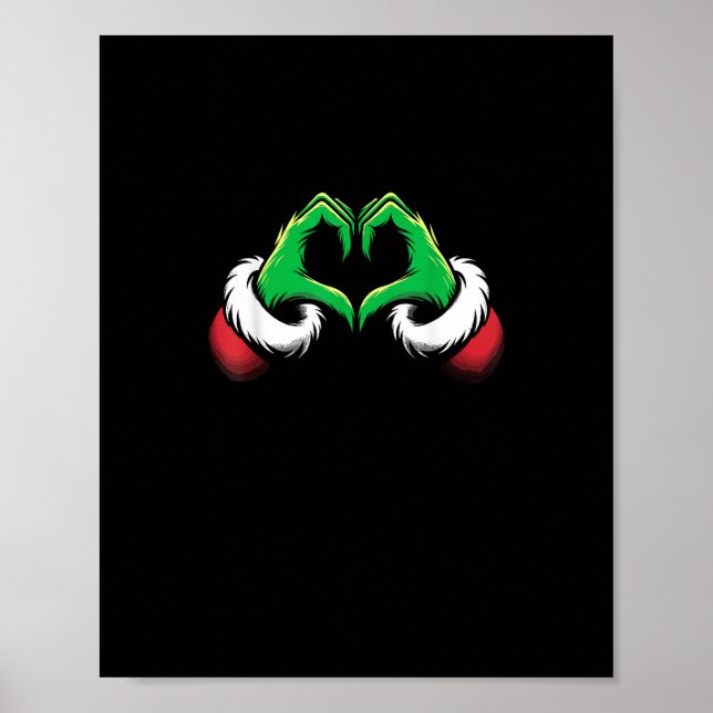 Funny Heart Hands Christmas Poster (Front)