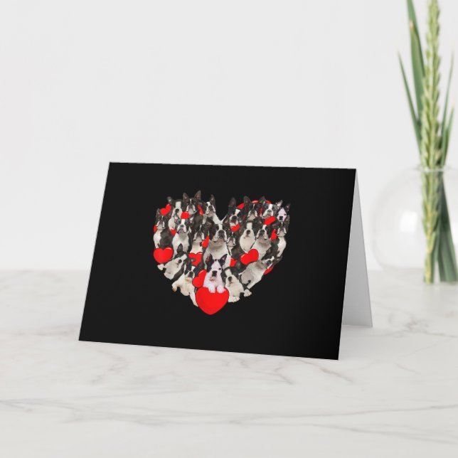 Funny Heart Love Boston Terrier Valentines Day Thank You Card (Front)