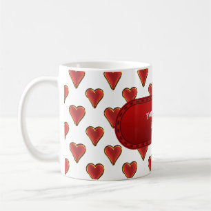 Funny Heart Pattern gold red + your backgr. & text Coffee Mug