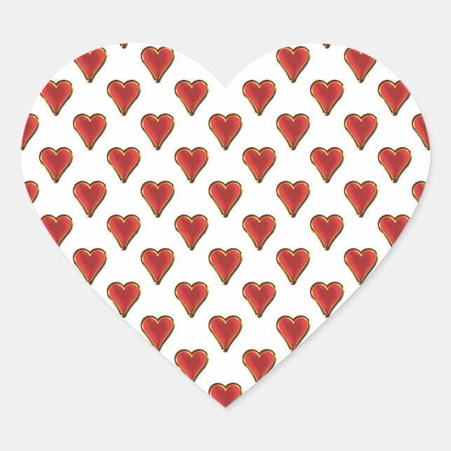 Funny Heart Pattern gold red + your backgr. & text Heart Sticker (Front)