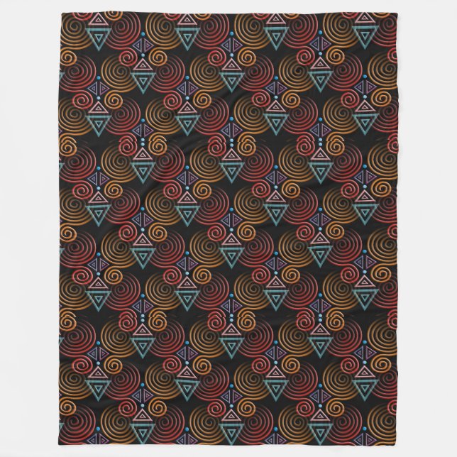 Funny Heart Pattern III - 3D spirals & triangles Fleece Blanket (Front)
