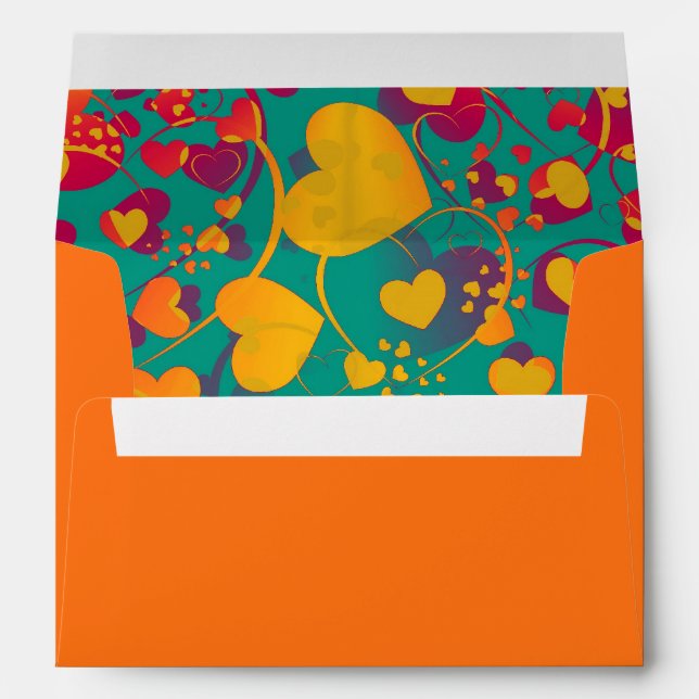 Funny Heart Pattern IX - green red yellow Envelope (Back (Bottom))