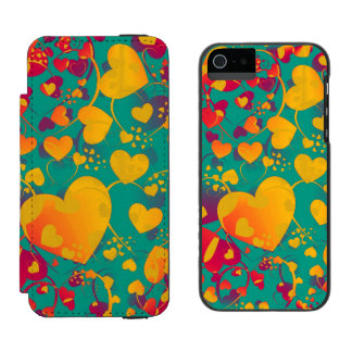 Funny Heart Pattern IX - green red yellow Incipio Watson™ iPhone 5 Wallet Case