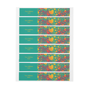 Funny Heart Pattern IX - green red yellow Wraparound Address Label