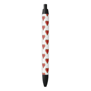 Funny Heart Pattern red gold + your background Black Ink Pen