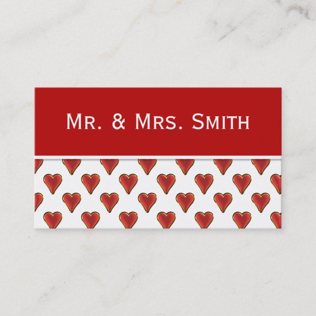 Funny Heart Pattern red gold + your background Business Card (Front)