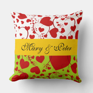 Funny Heart Pattern V + your backg. & text Cushion