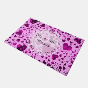 Funny Heart Pattern VI + your backgr. colour & ide Doormat