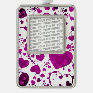 Funny Heart Pattern VI + your photo Silver Plated Framed Ornament