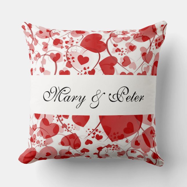 Funny Heart Pattern VII + your names & ideas Cushion (Front)