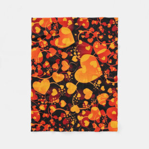 Funny Heart Pattern VIII - black red yellow Fleece Blanket