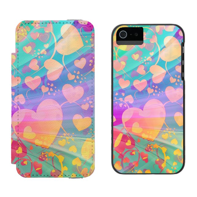 Funny Heart Pattern XI - pastel coloured Incipio iPhone Wallet Case (Side by Side)