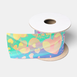 Funny Heart Pattern XI - pastel coloured Satin Ribbon