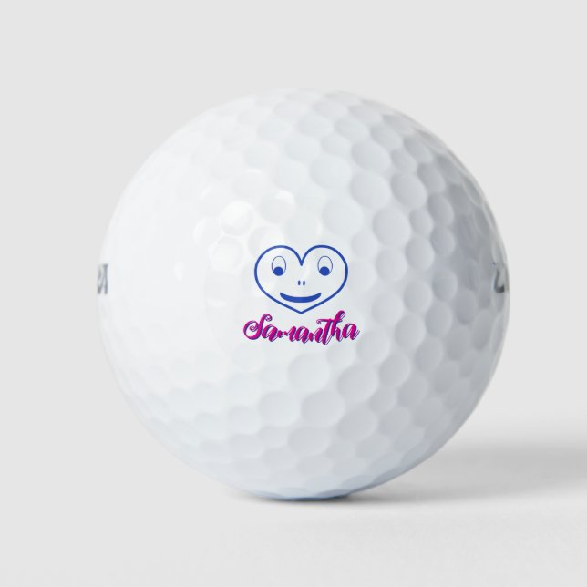 Funny heart personalised name unique golf ball  (Front)