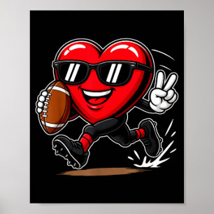 Funny Heart Playing Football Srts Lover Valentine Poster