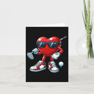Funny Heart Playing Golf Valentines Day For Sport Card
