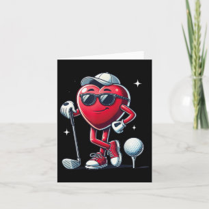 Funny Heart Playing Golf Valentines Day For Sport Card