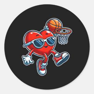 Funny Heart Playing Sketll Valentines Day Boy Girl Classic Round Sticker
