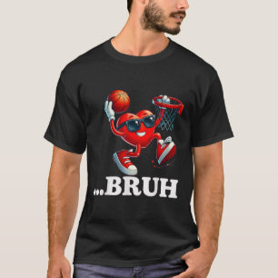 Funny Heart Playing Sketll Valentines Day Mens Boy T-Shirt
