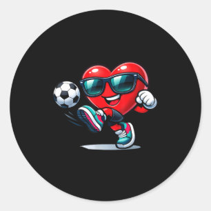 Funny Heart Playing Soccer Gifts Apparel  Classic Round Sticker