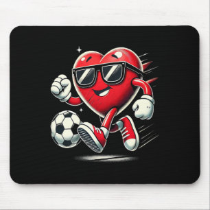 Funny Heart Playing Soccer Valentines Day Mens Boy Mouse Pad