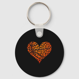 Funny Heart Polka Dots Basketball Lover Fan Happy Key Ring