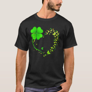 Funny Heart Shamrock Butterfly Happy St Patrick's T-Shirt