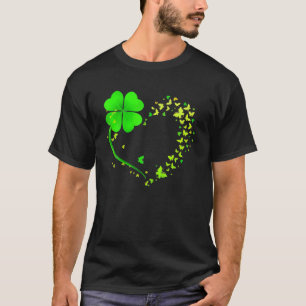 Funny Heart Shamrock Butterfly St Patrick's Day T-Shirt