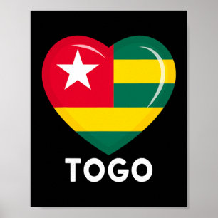 Funny Heart Togo Flag Men Women Kid Patriotic  Poster