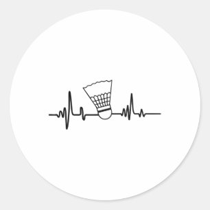 Funny Heartbeat Badminton Shuttle Sports Classic Round Sticker
