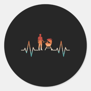 Funny Heartbeat Grilling Barbecue Grill Lover Bbq  Classic Round Sticker