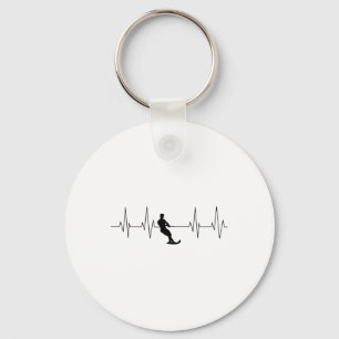 Funny Heartbeat Waterski Art Cool Water Skier Athl Key Ring