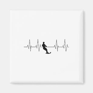 Funny Heartbeat Waterski Art Cool Water Skier Athl Magnet