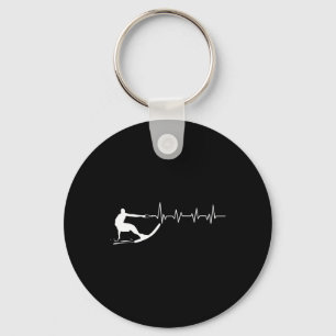 Funny Heartbeat Waterski Gift Cool Water Skier Ath Key Ring