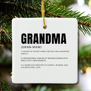 Funny Heartfelt Grandma Definition Ceramic Ornament